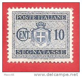 ITALIA REGNO NUOVO CON GOMMA INTEGRA - 1945 - SEGNATASSE - STEMMA SENZA FASCI FIL. RUOTA  - Cent. 10  - SASSONE S86 - Strafport