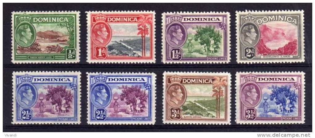 Dominica - 1938/47 - Definitives (Part Set) - MH - Dominica (...-1978)