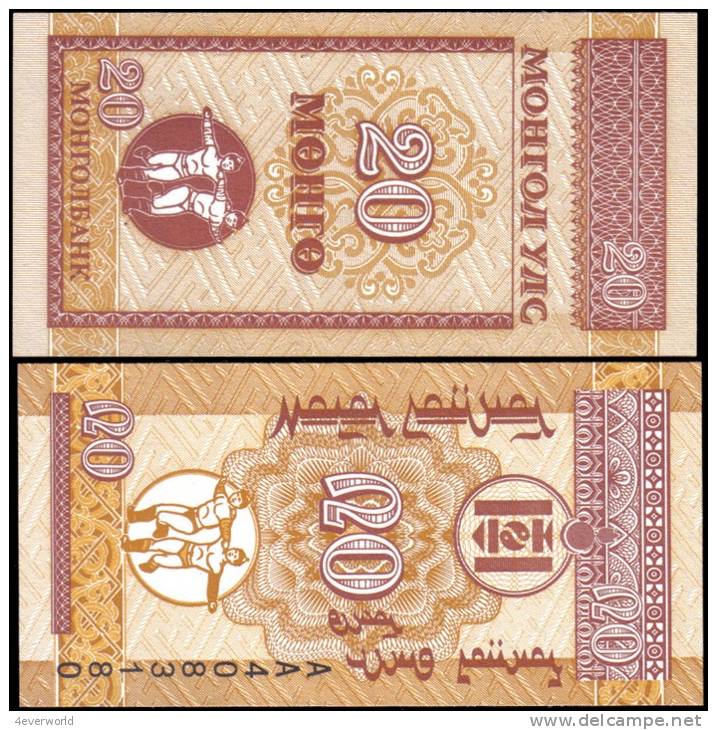 Mongolia 20 Mongo Banknotes Uncirculated UNC - Andere & Zonder Classificatie