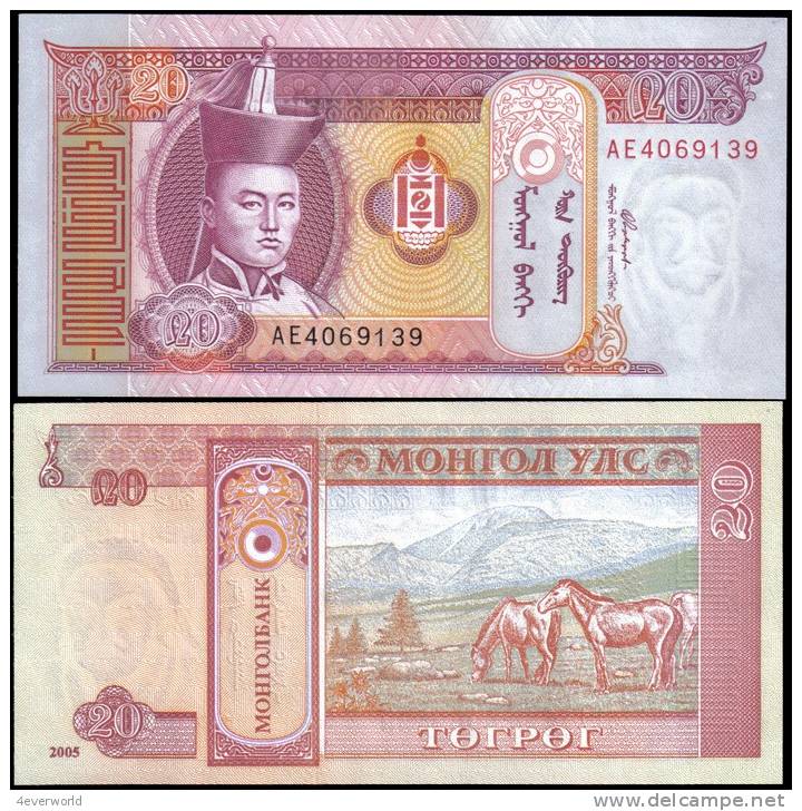 Mongolia 2005 20 Tugrik Banknotes Uncirculated UNC - Altri & Non Classificati