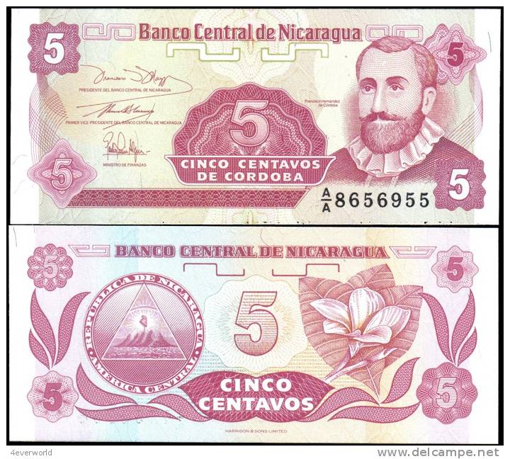 Nicaragua 5 Centavos Banknotes Uncirculated UNC - Altri & Non Classificati