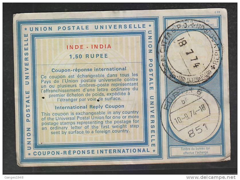 INDIA  1974  - 1.50 R  I.R.C. Encashed At Germany  #  42854   Indien Inde - Other & Unclassified