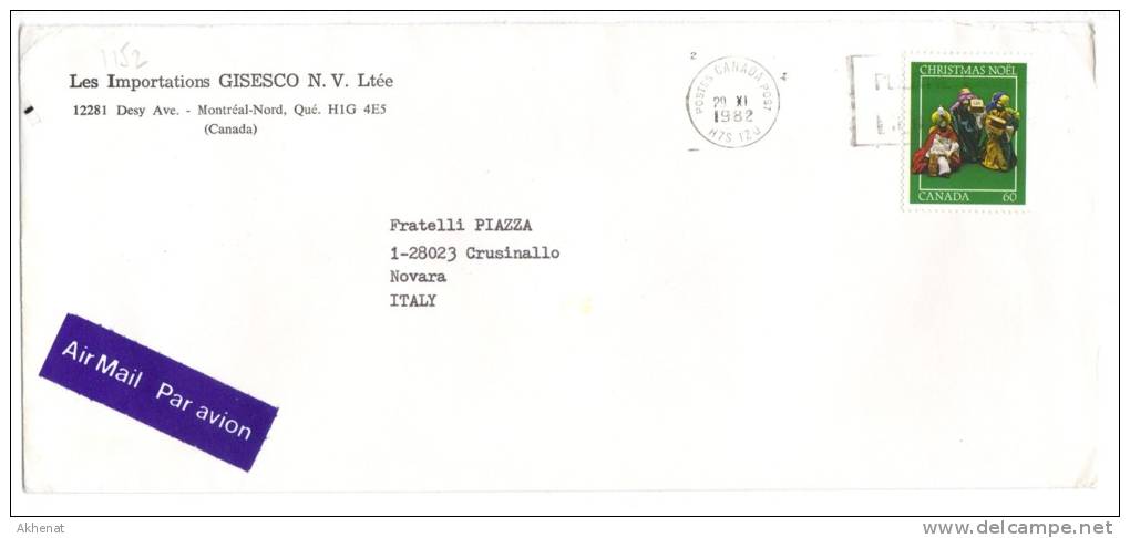 VER1152 - CANADA  29/11/1982  , Lettera Commerciale  Per L'Italia. - Covers & Documents