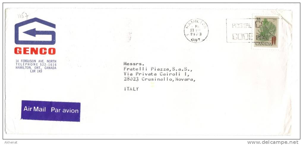 VER1157 - CANADA  23/7/1979  , Lettera Commerciale  Per L'Italia. - Cartas & Documentos