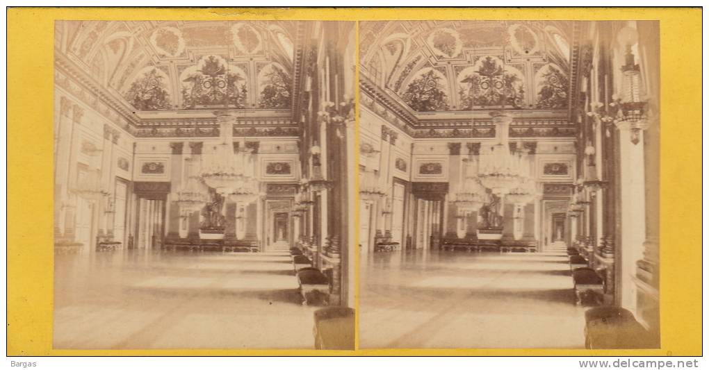 Photo Stereo Italie Naples Salle Du Trone Palais De Caserte - Photos Stéréoscopiques