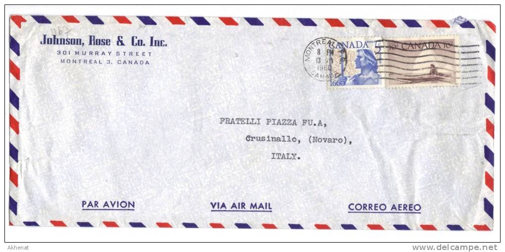 VER1167 - CANADA  13/8/1960  , Lettera Commerciale  Per L'Italia. - Lettres & Documents