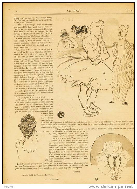 Dessin De TOULOUSE - LAUTREC  *  FOOTITT   *  - Paru  Dans Le RIRE N° 12 - Du 25 Janvier  1895 - Litho ? - Litografia