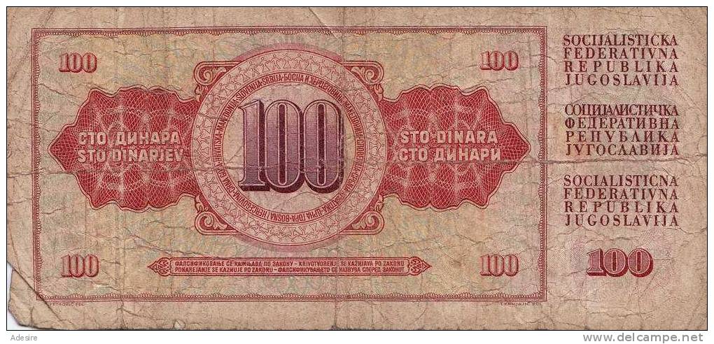 100 DINARA 1978, Banknote, Umlaufschein - Jugoslawien