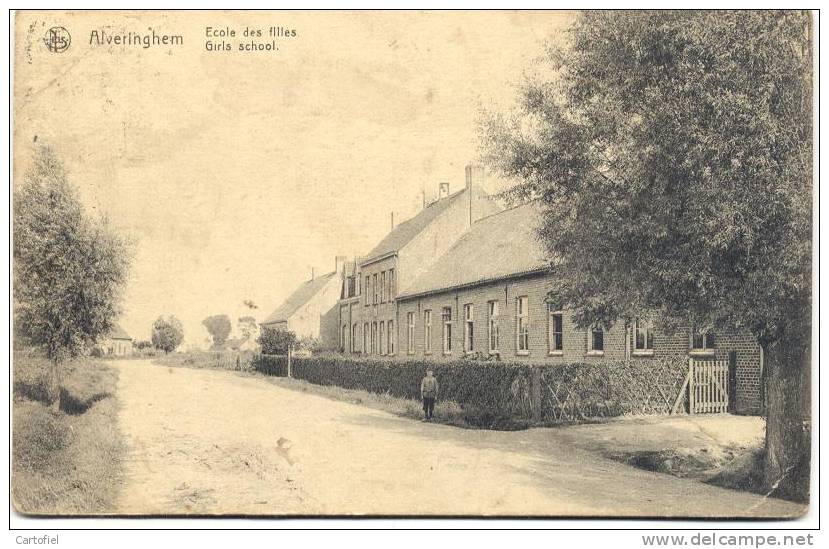 ALVERINGHEM-ECOLE DES FILLES-UITG. MAES-ALVERINGHEM-VERZONDEN-ZEGEL VERWIJDERD-ZIE 2 SCANS - Alveringem