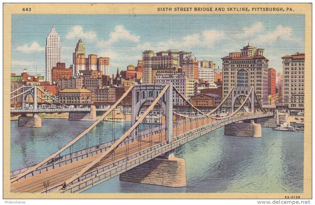 CPA - (Etats-Unis) Pittsburgh - Sixth Street Bridge And Skyline - Pittsburgh