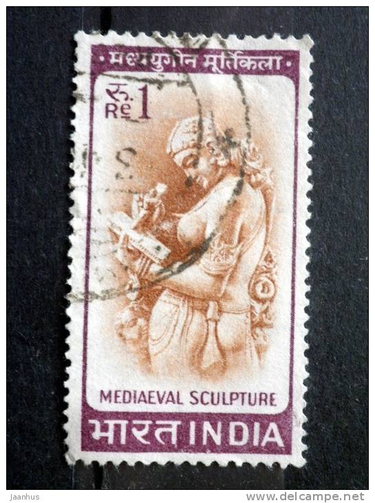 India - 1966 - Mi.nr.397 - Used - Country Motifs - Sculpture Of A Writing Woman - Definitives - Oblitérés