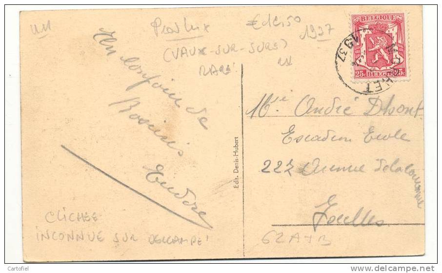 VAULX-LEZ-ROSIERES-GROTTE -NOTRE DAME DE LOURDES-CLICHE E INCONNUE SUR DELCAMPE!!-RARE-ENVOYEE 1937-VOIR 2 SCANS - Vaux-sur-Sûre