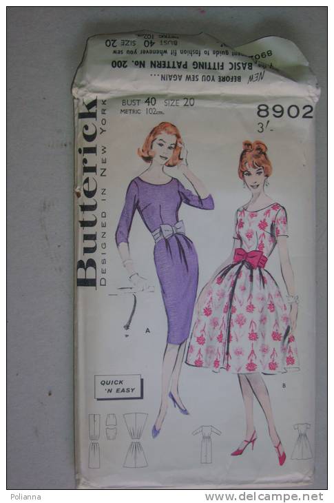 PEX/36  BUTTERICK - CARTA MODELLO MODA Anni ´50/´60 VESTITO/TAGLIO/CUCITO - Patterns