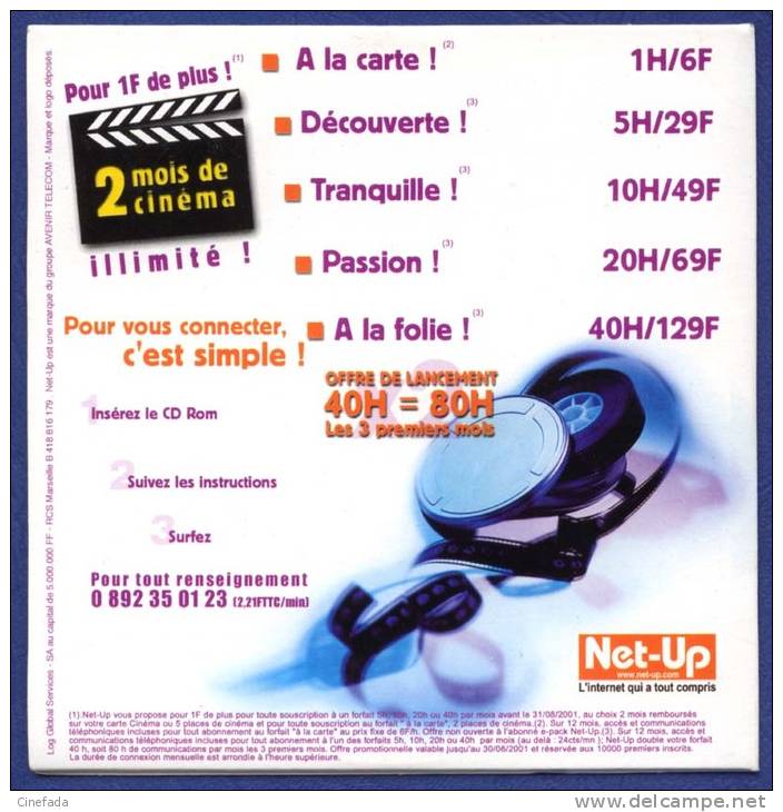 NET-UP. 2 Mois De Cinéma. Film. Clap. - Kit Di Connessione A  Internet