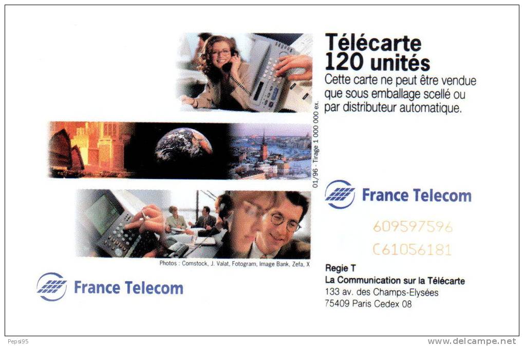 619 F619 - 02/96 - TELECARTE 120 - FRANCE TELECOM Et Le Monde Est Plus Proche - 609597596 C61056181 - 1996