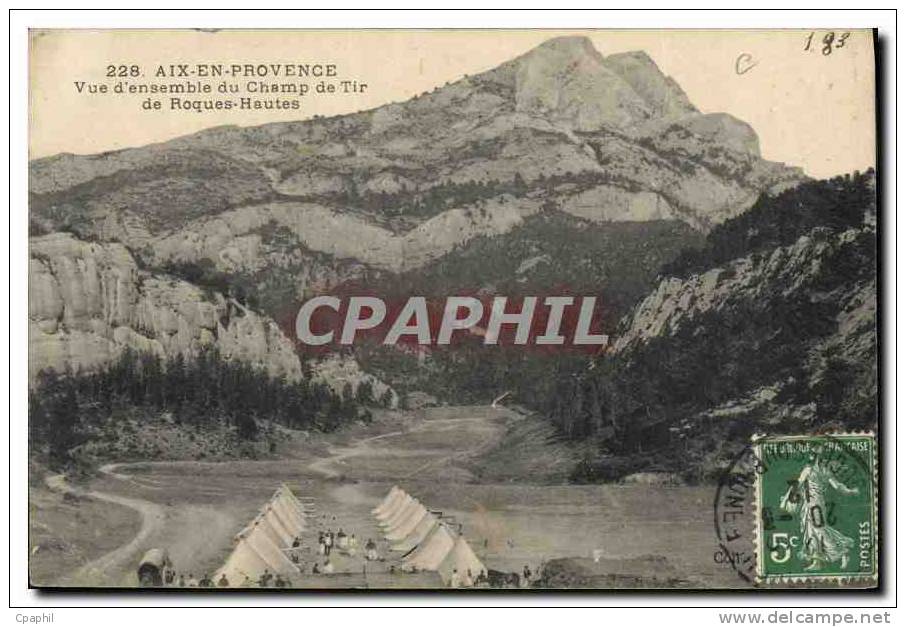 CPA Aix En Provence Vue D'ensemble Du Champs De Tir De Roques Hautes Militaria - Aix En Provence