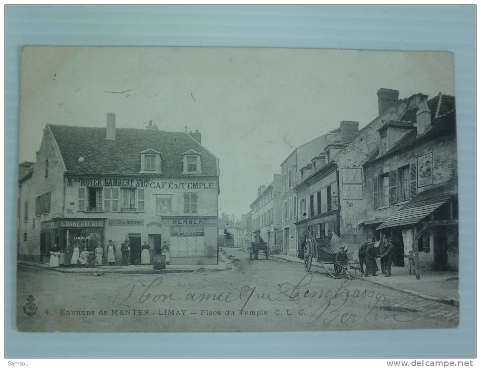 YVELINES LIMAY PLACE DU TEMPLE  BON ETAT VOIR SCAN  VOYAGEE 1904 - Limay