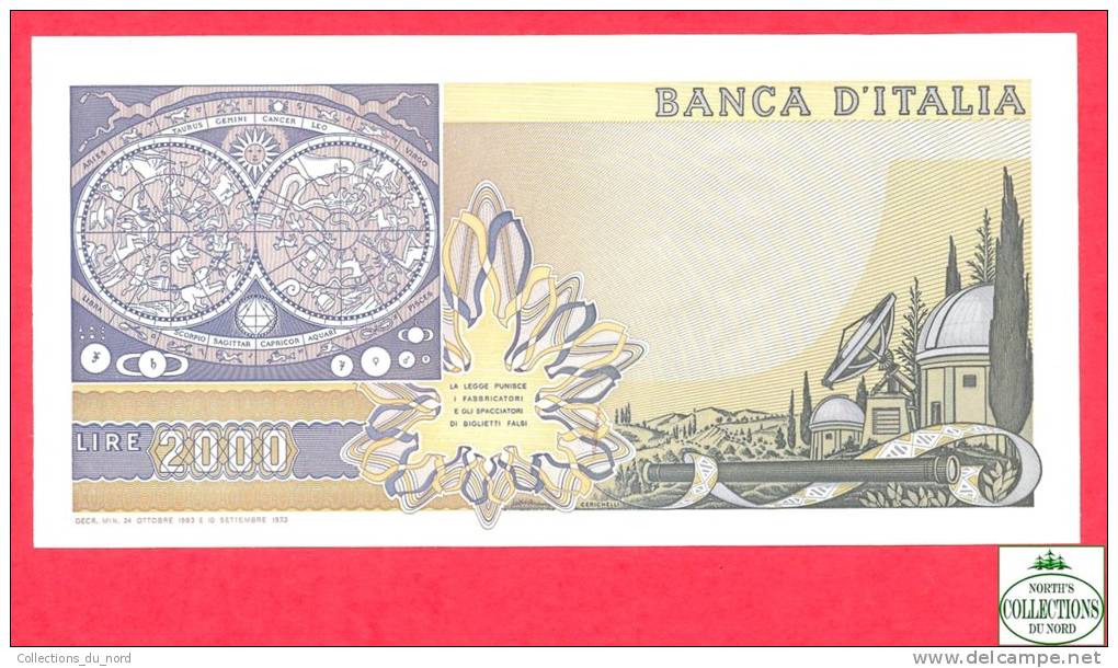 Italy - Italia -  2000 Lire - EF - Banknote - 1983 / Papier Monnaie Italie - Billet - 2000 Lire