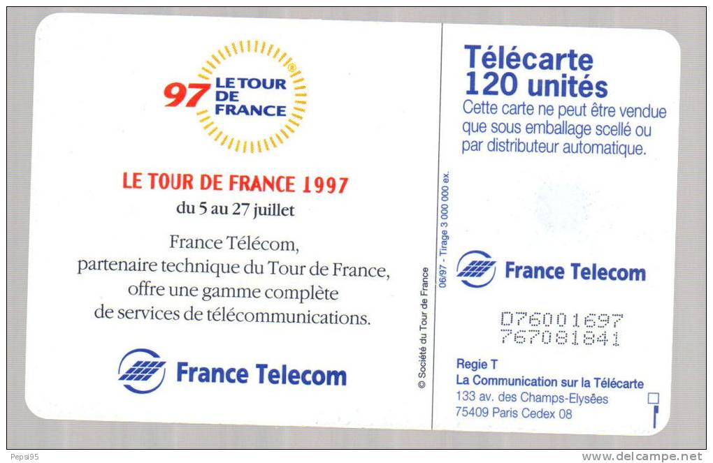 746 F746 - 06/97 - OB2 Numéros Maigres - TELECARTE 120 - TOUR DE FRANCE - N° 076001697 767081841 - 1997