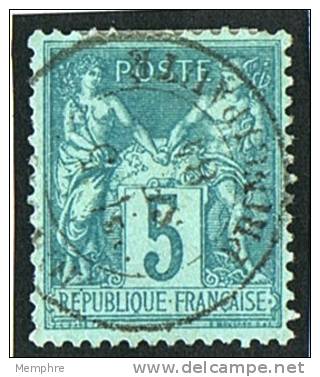 Timbre De France Sage 5 Cent Type 1,  No 64  Oblitéré &laquo;Monaco Principauté&raquo; - ...-1885 Préphilatélie