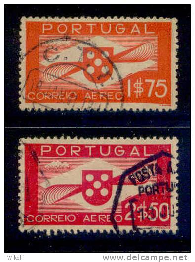 ! ! Portugal - 1936 Air Mail 1$75 & 2$50 - Af. CA 02 & 03 - Used - Used Stamps