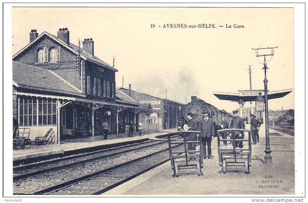 AVESNES SUR HELPE - NORD - LA GARE - TRAIN - CHEMIN DE FER - ANIMATION - Avesnes Sur Helpe