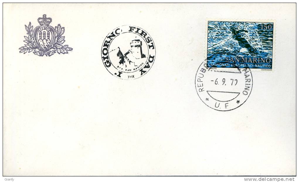 CAMPIONATI EUROPA SCI NAUTICO CASTEL GANDOLFO 1979 FDC SAN MARINO - Ski Nautique