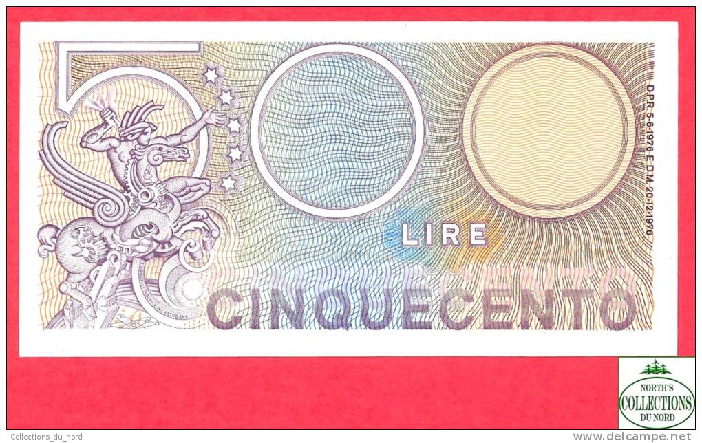 Italy - Italia -  500 Lire - AU - Banknote - 1976 / Papier Monnaie Italie - Billet - 500 Liras