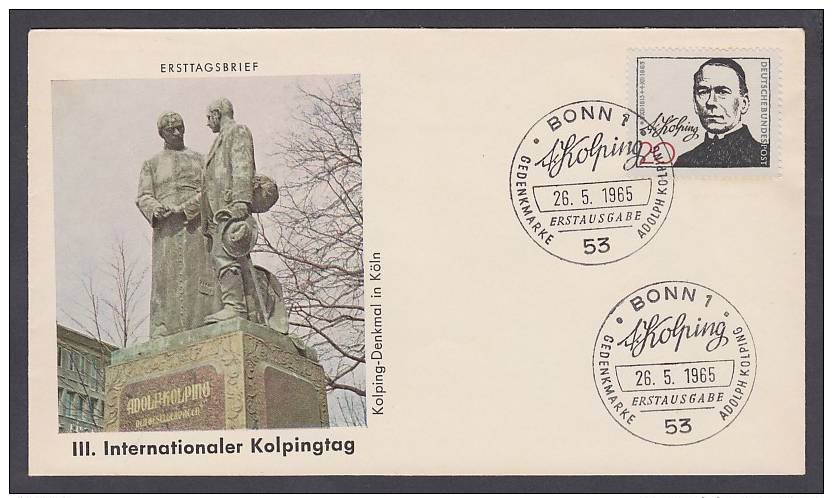 BRD FDC 1965 - MiNr. 477 - Adolf Kolping (f) - Sonstige & Ohne Zuordnung