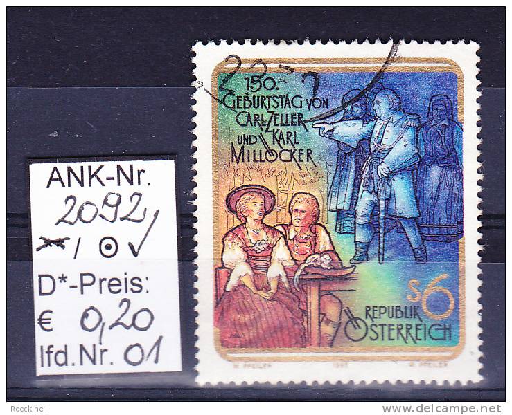 30.4.1992 -  SM  "150. Geburtstag Von C. Zeller U. K. Millöcker"  -  O  Gestempelt  -  Siehe Scan  (2092o 01-05) - Usados