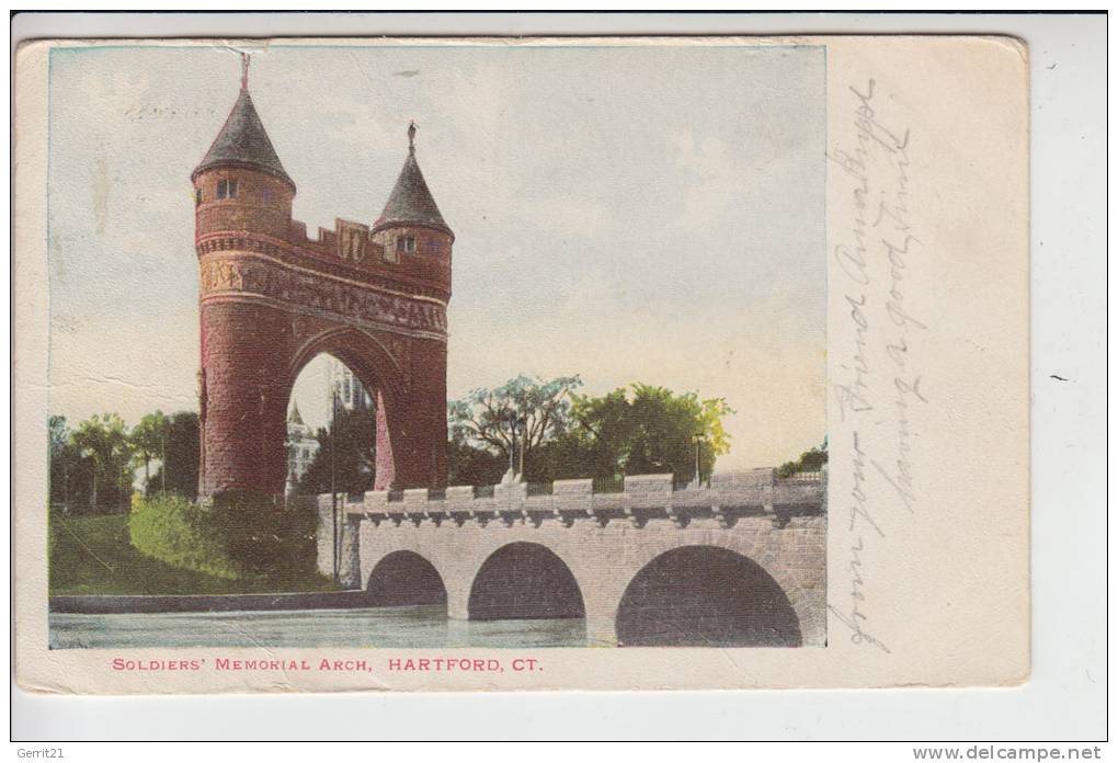 USA - CONNETICUT - HARTFORD, Soldiers Memorial Arch 1906, Undivided Back - Hartford