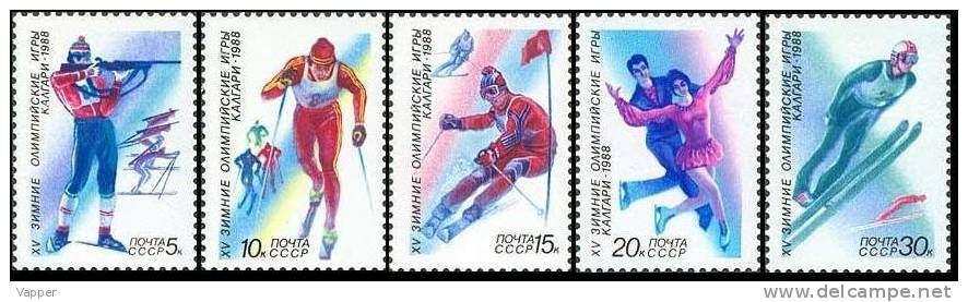 Olympic 1988 USSR MNH  5 Stamps Mi 5788-92  XV Winter Olympic Games In Calgary. - Winter 1988: Calgary