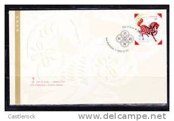 O) 2002 CANADA, FIRST DAY COVER,YEAR OF THE HORSE ANNEE DU CHEVAL - 2001-2010