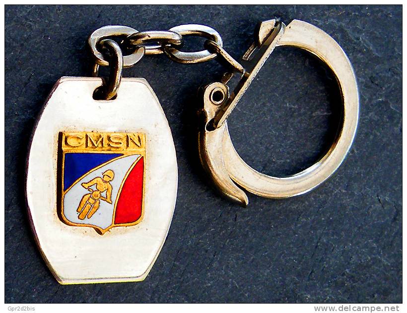 Ancien Et Rare Porte-clé Chromé émaillé : CMSN Club Moto De La Sureté Nationale - Polizia