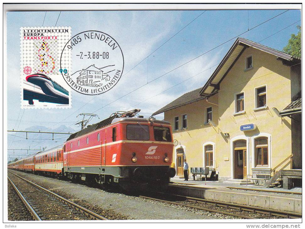 Trains - Liechtenstein - Carte Postale 1988 - Gare - Rails - Oblitération Nendeln - Covers & Documents
