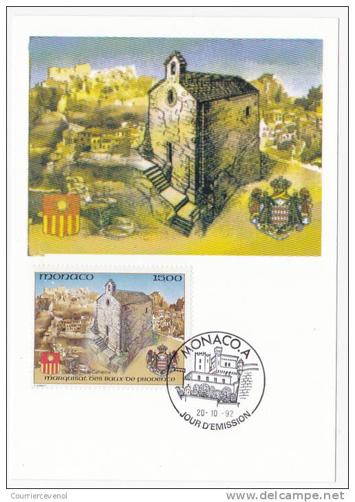 MONACO => Carte Maximum => Chapelle Sainte Marguerite - Les BAUX De Provence - 1992 - Maximumkaarten