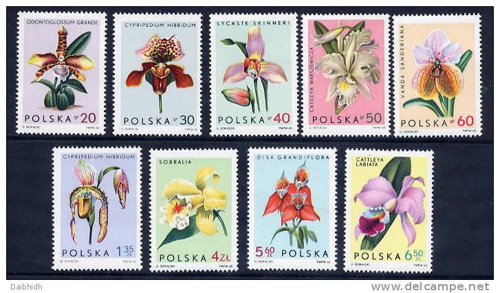 POLAND 1965 Orchids Set MNH / **.  Michel 1612-20 - Orchidées