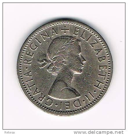 GREAT BRITAIN  2 SHILLINGS  1957 - J. 1 Florin / 2 Schillings