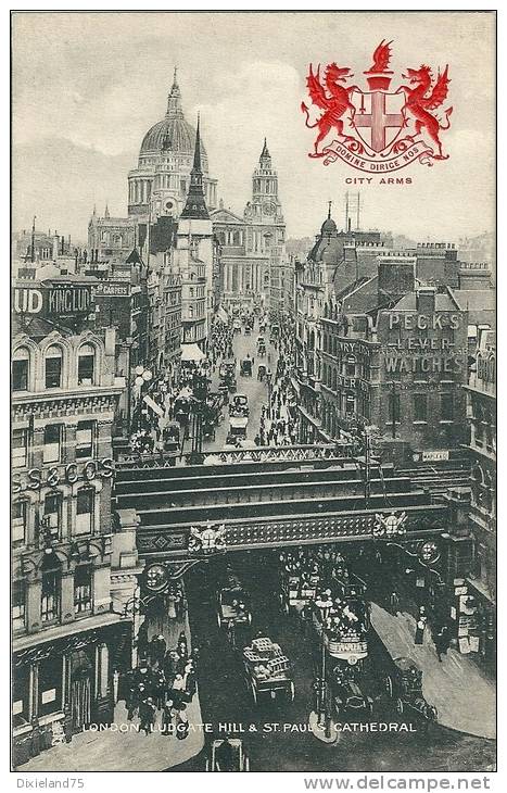 CPA Royaume Uni Great Britain London Londres Ludgate Hill St Paul´s Cathedrale Très Animée - St. Paul's Cathedral