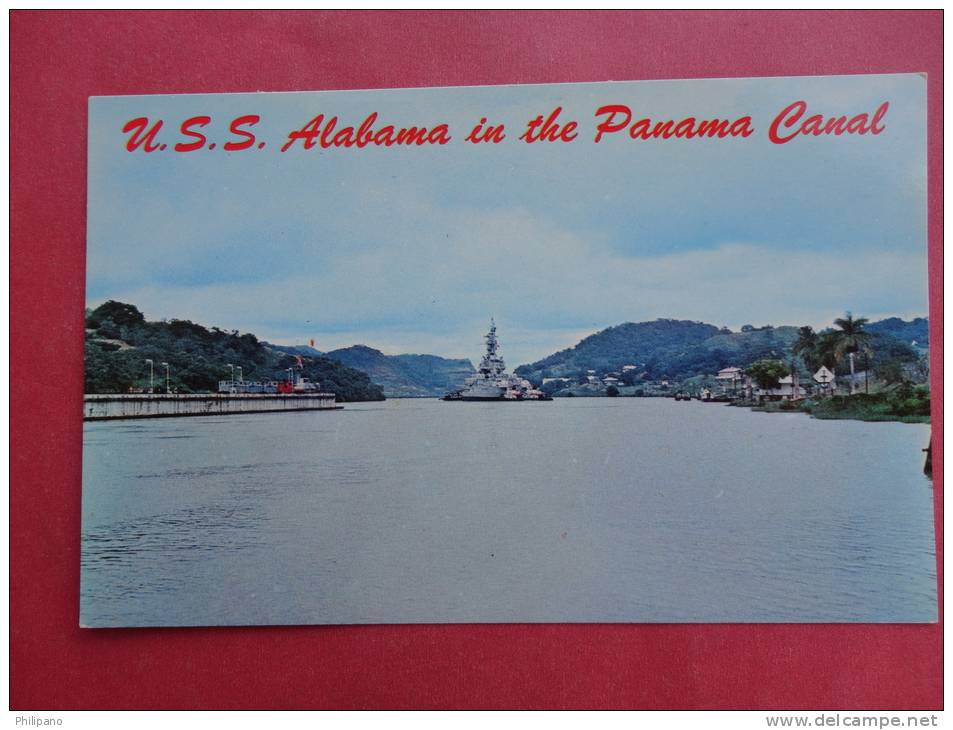 U.S.S. Alabama In The Panama Canal Early Chrome  -   Ref  718 - Panama