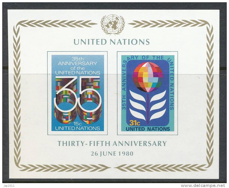 UN New York 1980 Michel 346-347 B, Block # 7, MNH - Blocs-feuillets