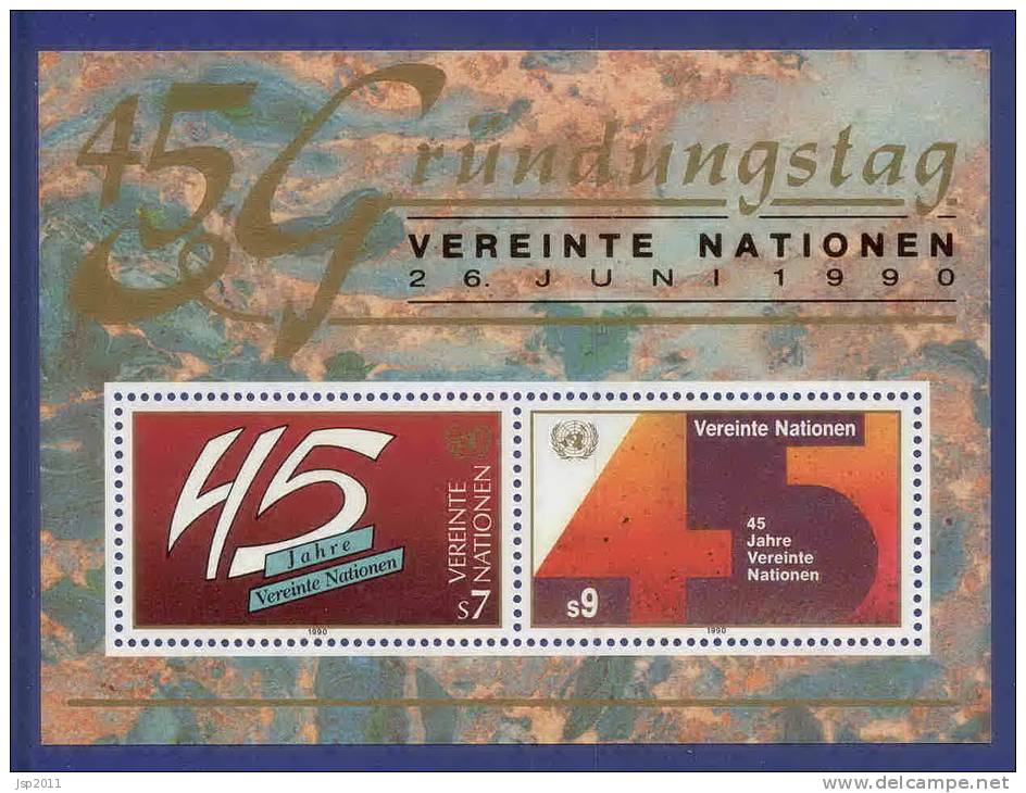 UN Vienna 1990 Michel # 104-105, Block 5 MNH - Blocs-feuillets