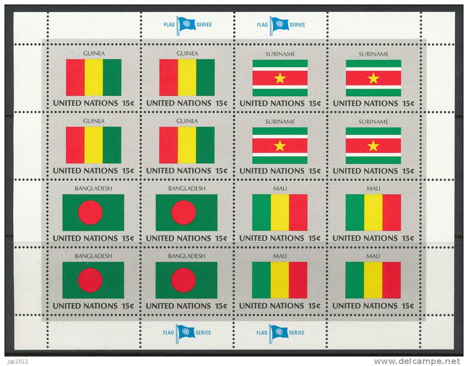 UN New York 1980 Michel 348-363, 4 Se-tenant Sheets MNH - Hojas Y Bloques