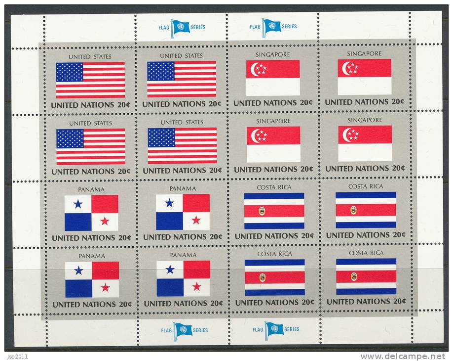 UN New York 1981 Michel 373-388 4 Se-tenant Sheets,  MNH - Blocs-feuillets