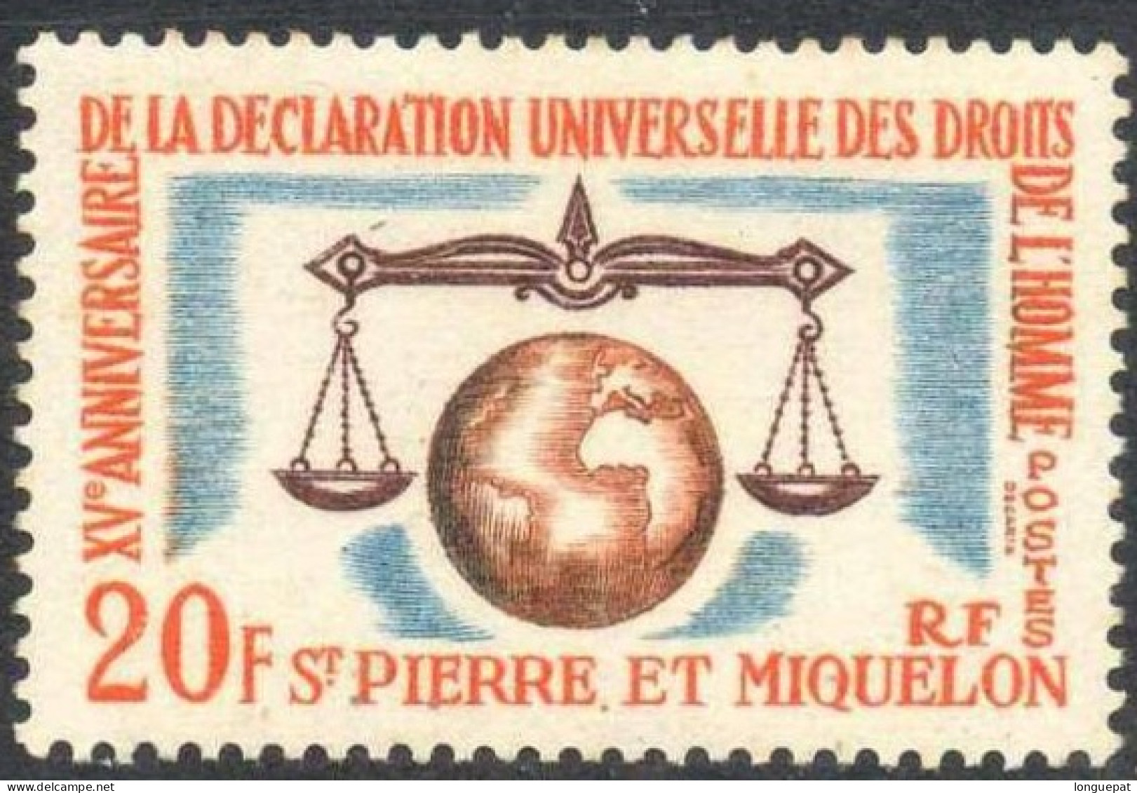SAINT-PIERRE Et MIQUELON : 15 Ans De La Déclaration Universelle Des Droits De L'Homme - UNESCO - Balance De La Justice - Ungebraucht