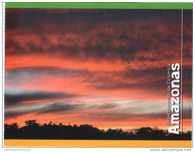 Lote PEP326, Colombia, Postal, Postcard, Amazonas, Amazon, Atardecer, Sunset - Colombia