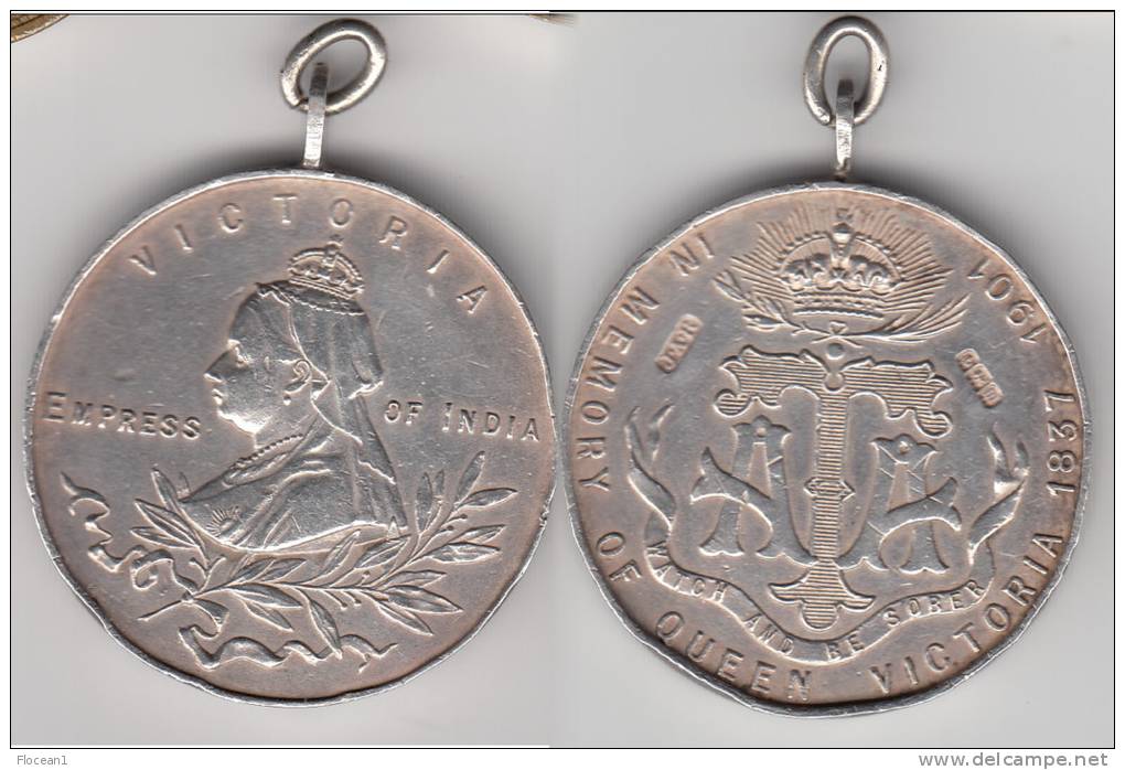 ** GRANDE-BRETAGNE - GREAT BRITAIN - MEDAILLE - MEDAL QUEEN VICTORIA EMPRESS OF INDIA 1837-1901 - ARGENT - SILVER ** - Royaux/De Noblesse