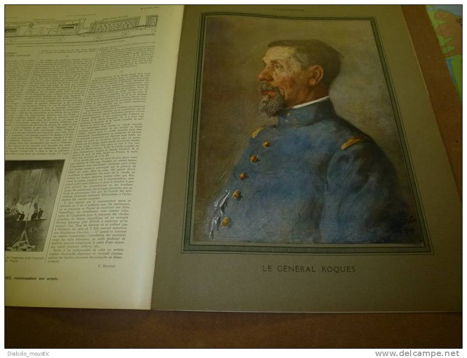 L' ILLUSTRATION  N° 3790  Du  23 Octobre 1915 : Belle Lithographie Couleur Portrait Du Général  ROQUES - L'Illustration