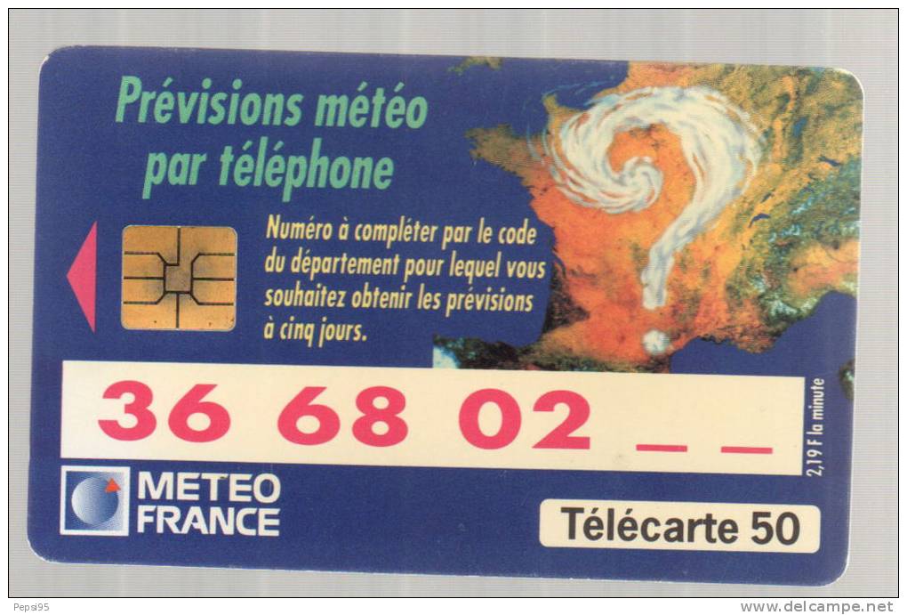 555 F555 - 05/95 - TELECARTE 50 - PREVISIONS METEO PAR TELEPHONE - N° A 54015337 521352150 - 1995