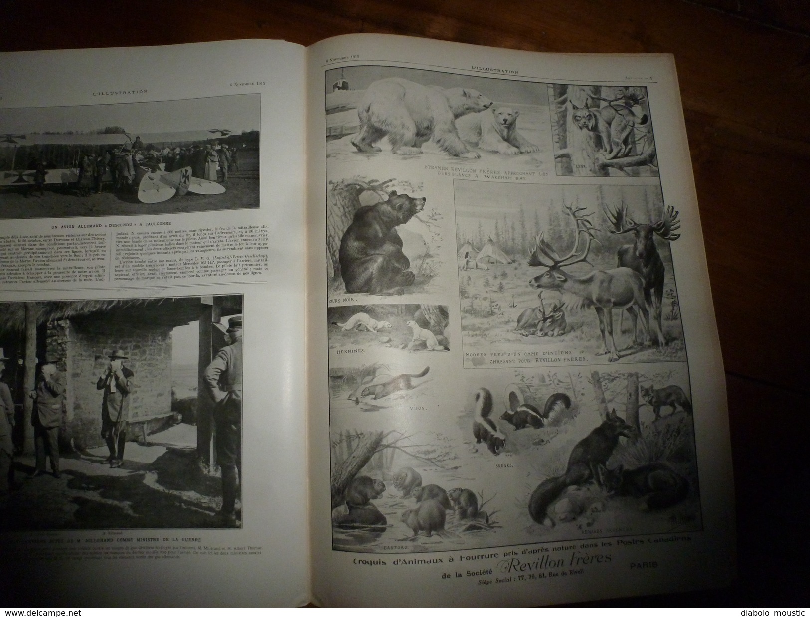 L' ILLUSTRATION  6 nov. 1915 : EROS de Palaïopolis;Gde litho couleur Portrait du général  HUMBERT; Pub Montre Zenith;etc